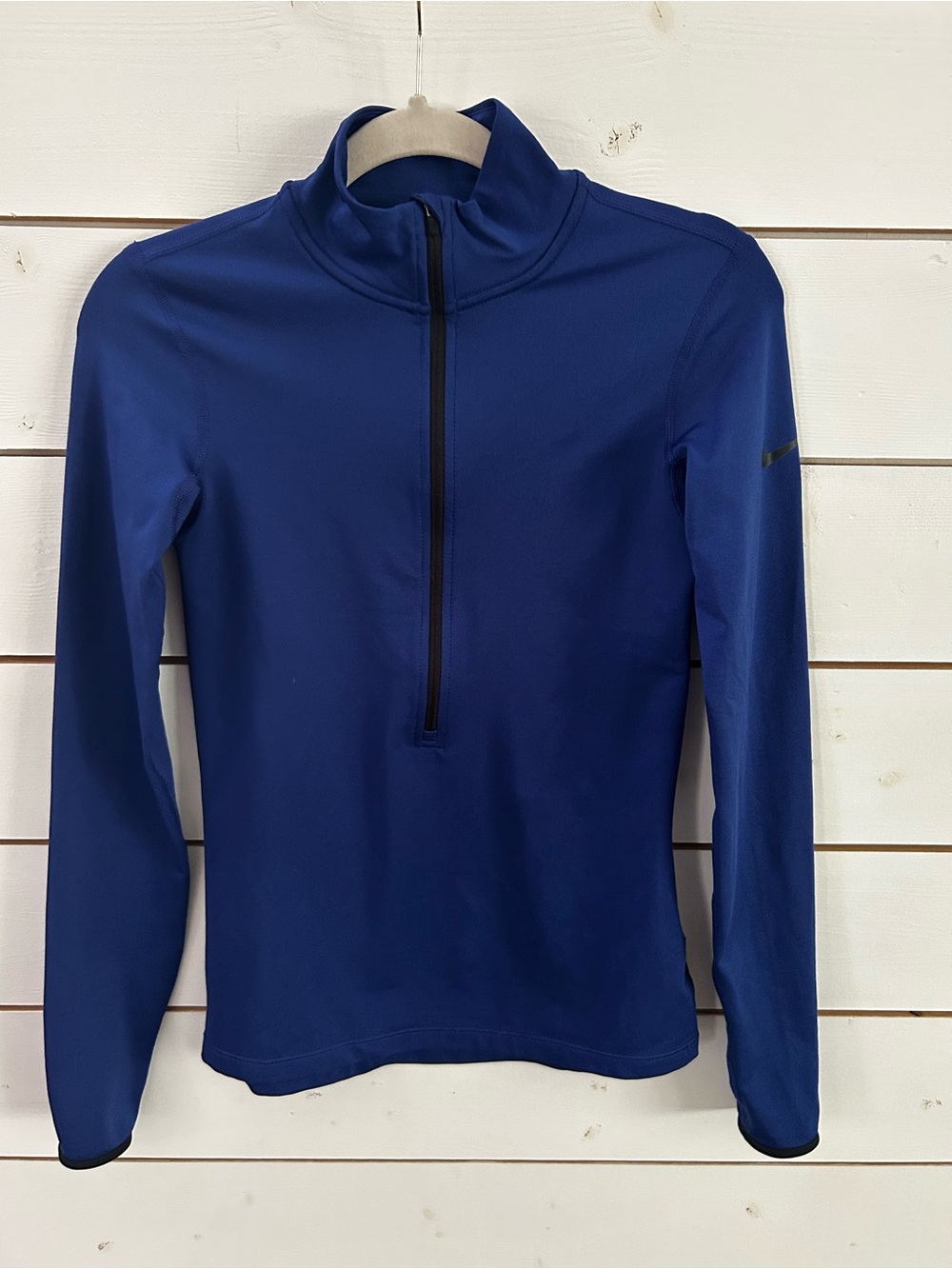 Nike Pro Royal Blue Dri-Fit 1/2 Zip Fleece Lined Thumbhole Pullover Women’s S